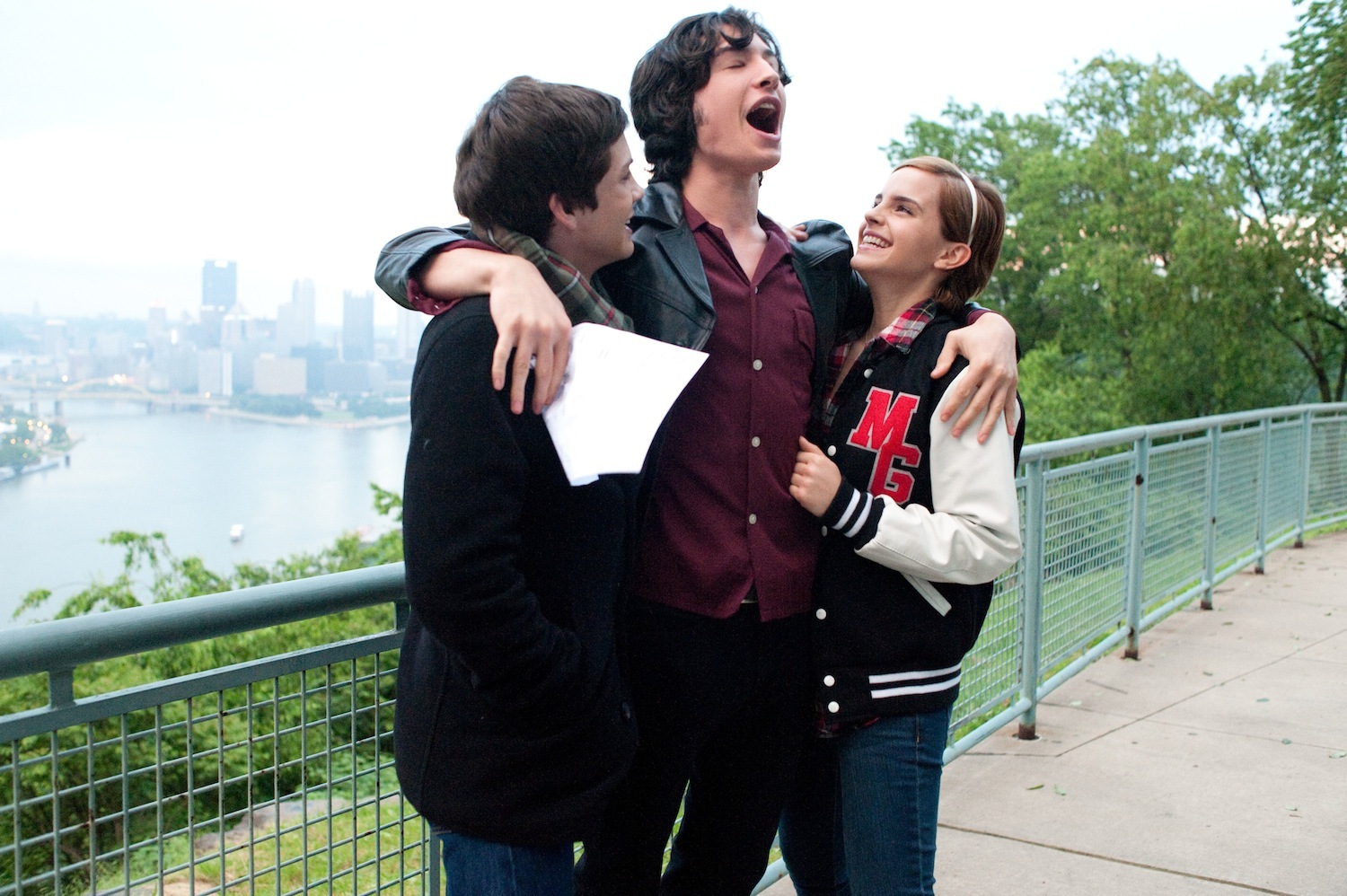 Still of Logan Lerman, Emma Watson and Ezra Miller in The Perks of Being a Wallflower (2012)