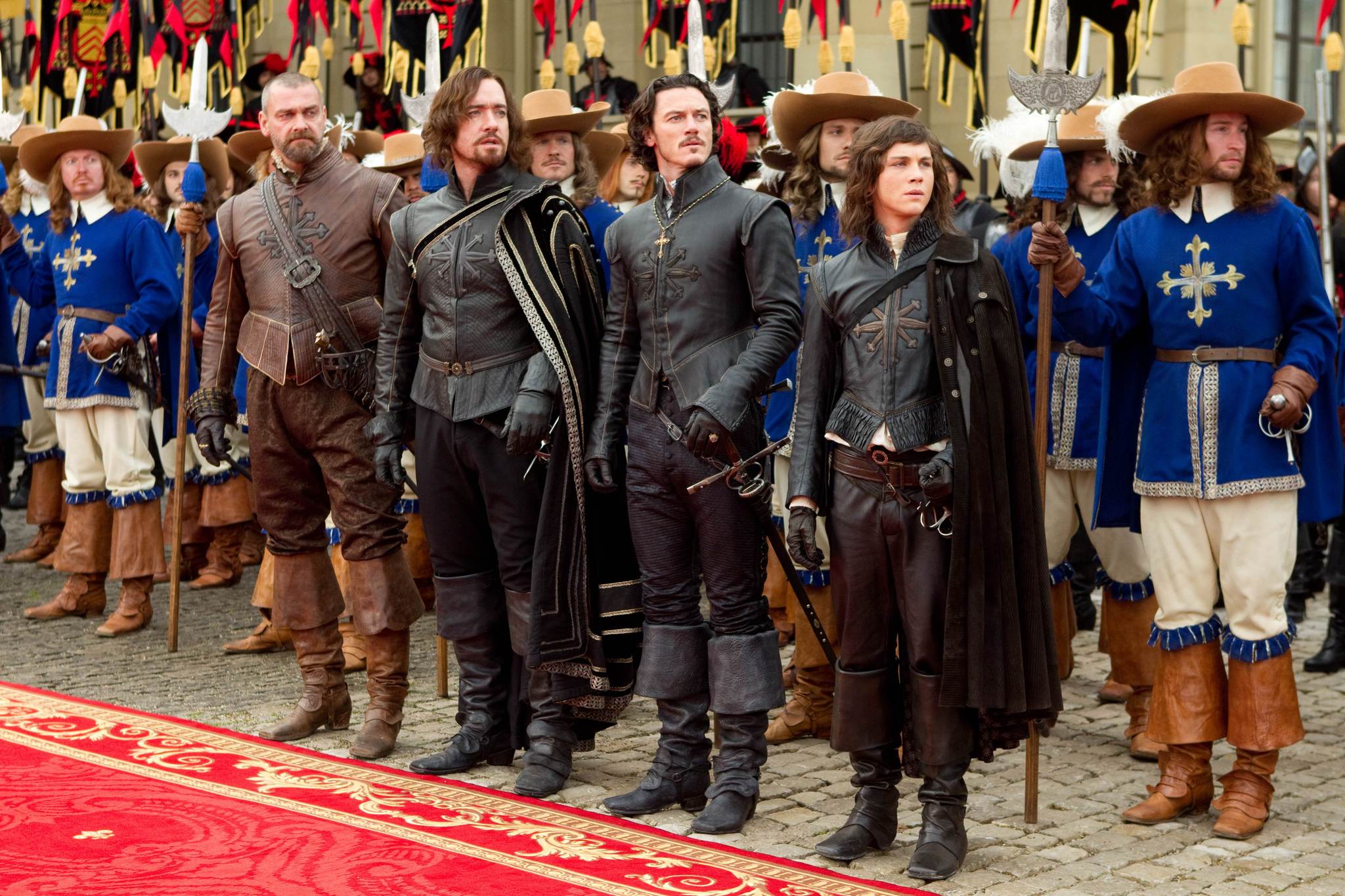 Still of Logan Lerman, Matthew Macfadyen, Ray Stevenson and Luke Evans in Trys muskietininkai 3D (2011)