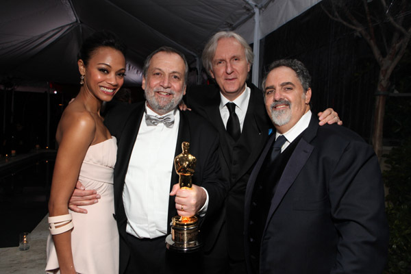 James Cameron, Jon Landau, Joe Letteri and Zoe Saldana at event of The 82nd Annual Academy Awards (2010)