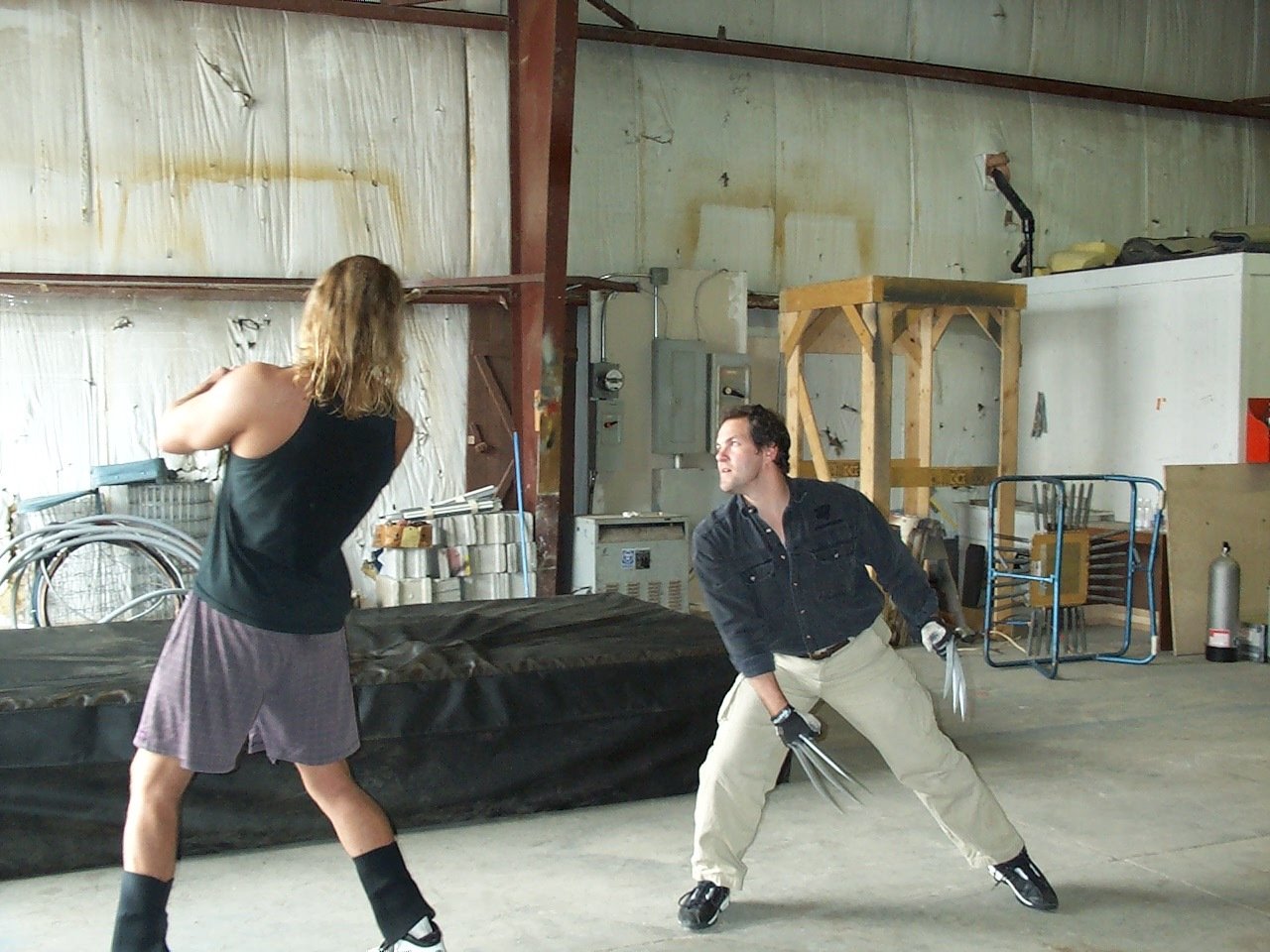 Choreographing the Statue of Liberty head fight with Tyler Mane.