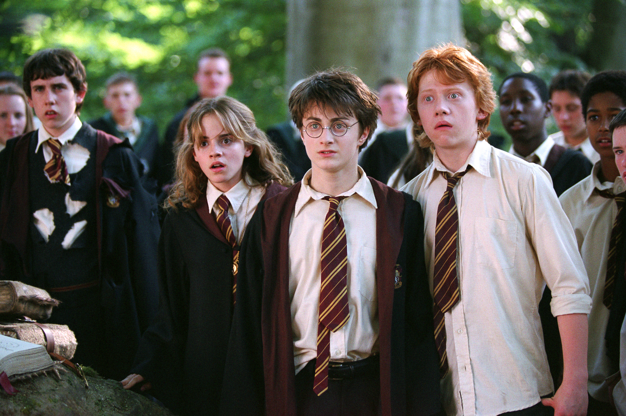 Still of Rupert Grint, Matthew Lewis, Daniel Radcliffe and Emma Watson in Haris Poteris ir Azkabano kalinys (2004)
