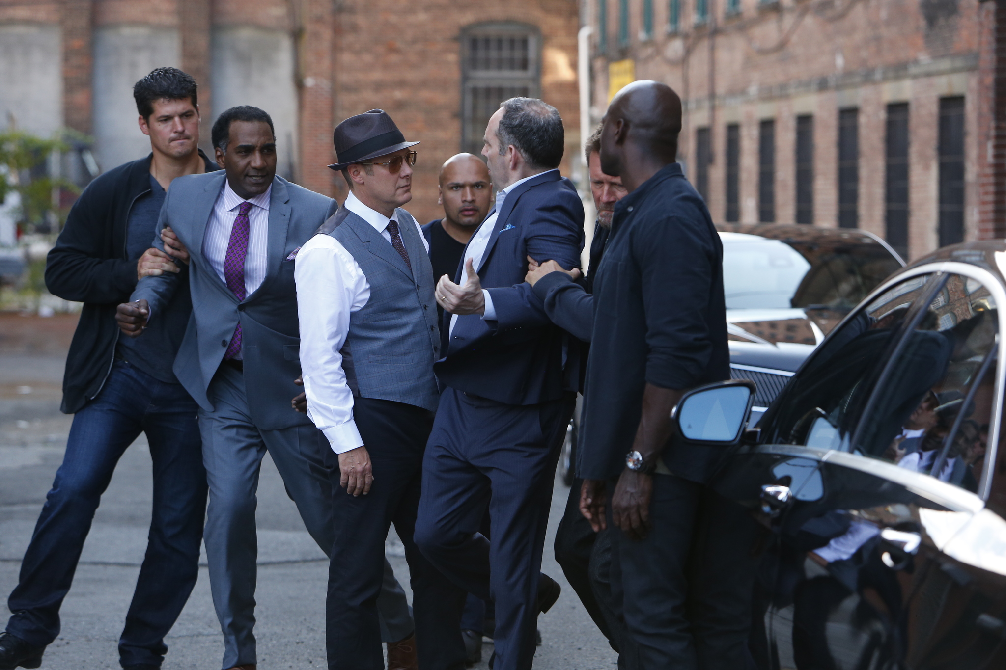 Still of James Spader, Norm Lewis, Daniel Oreskes and Hisham Tawfiq in The Blacklist (2013)