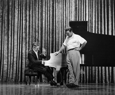 Lee Liberace and director Gordon Douglas during the making of 