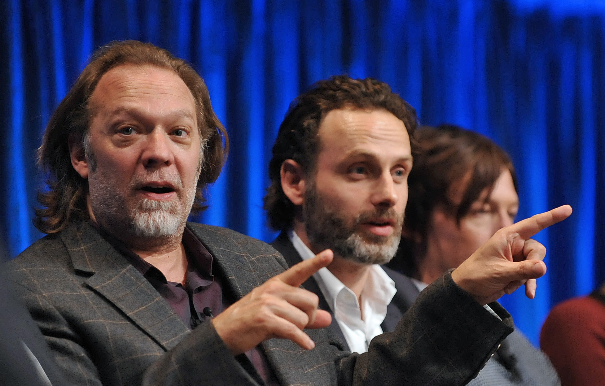 Norman Reedus, Andrew Lincoln and Greg Nicotero at event of Vaiksciojantys negyveliai (2010)