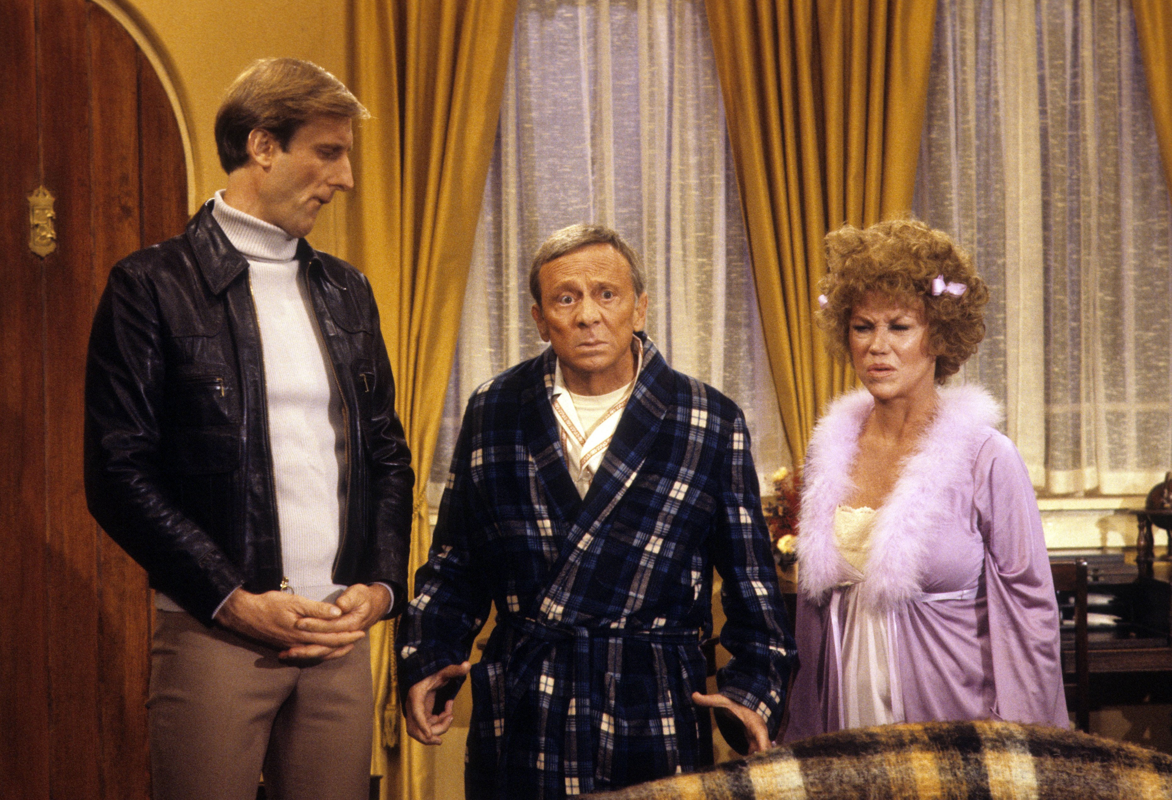 Still of James Cromwell, Norman Fell and Audra Lindley in Three's Company (1977)