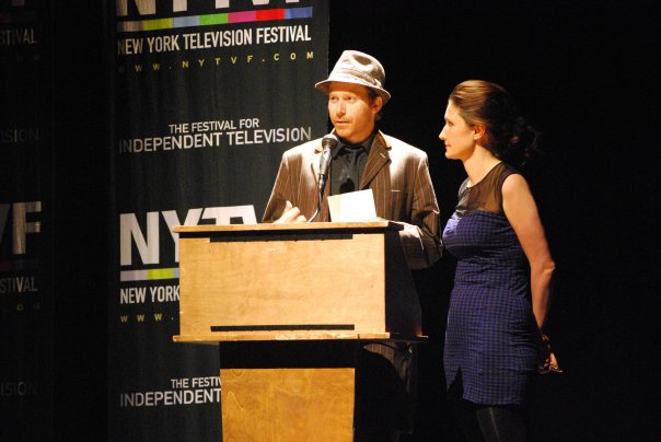 Directors Daniel Lir and Bayou Bennett accepting award at the New York Television Festival