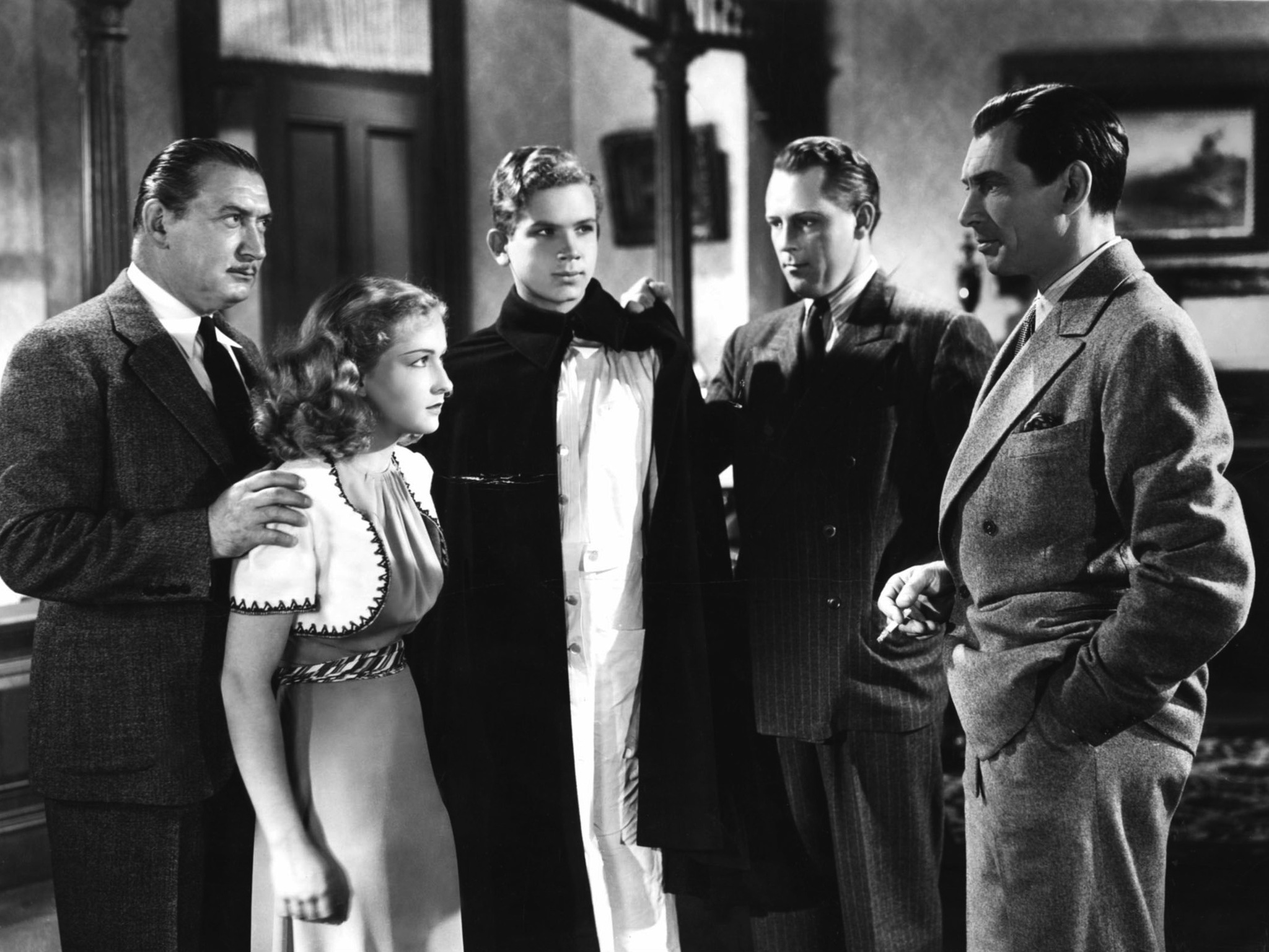 Still of Bonita Granville, John Litel, Dick Purcell and Frankie Thomas in Nancy Drew: Detective (1938)
