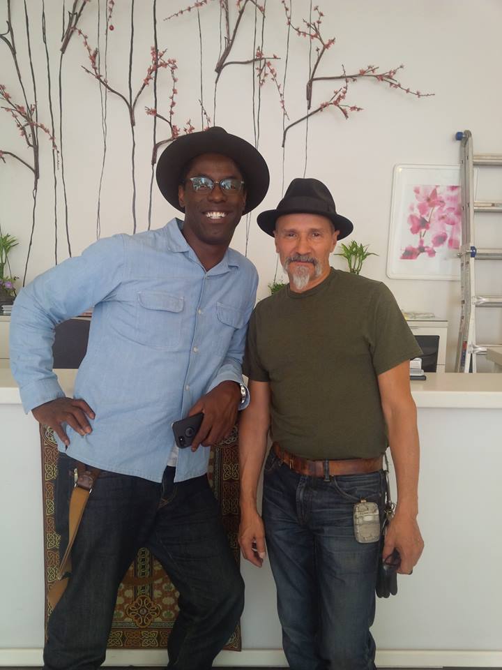 On set with Isaiah Washington