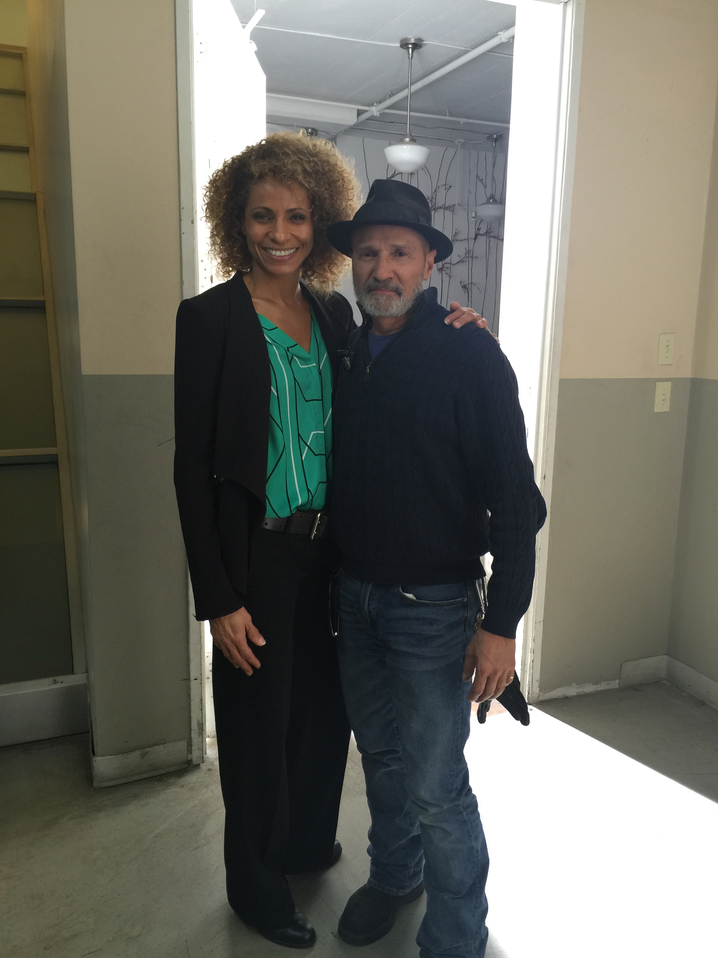 On set with Michelle Hurd