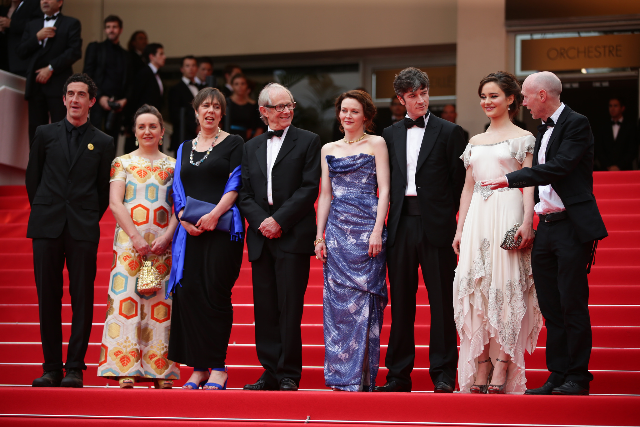 Paul Laverty, Ken Loach, Robbie Ryan, Barry Ward, Simone Kirby, Rebecca O'Brien and Aisling Franciosi at event of Jimmy's Hall (2014)