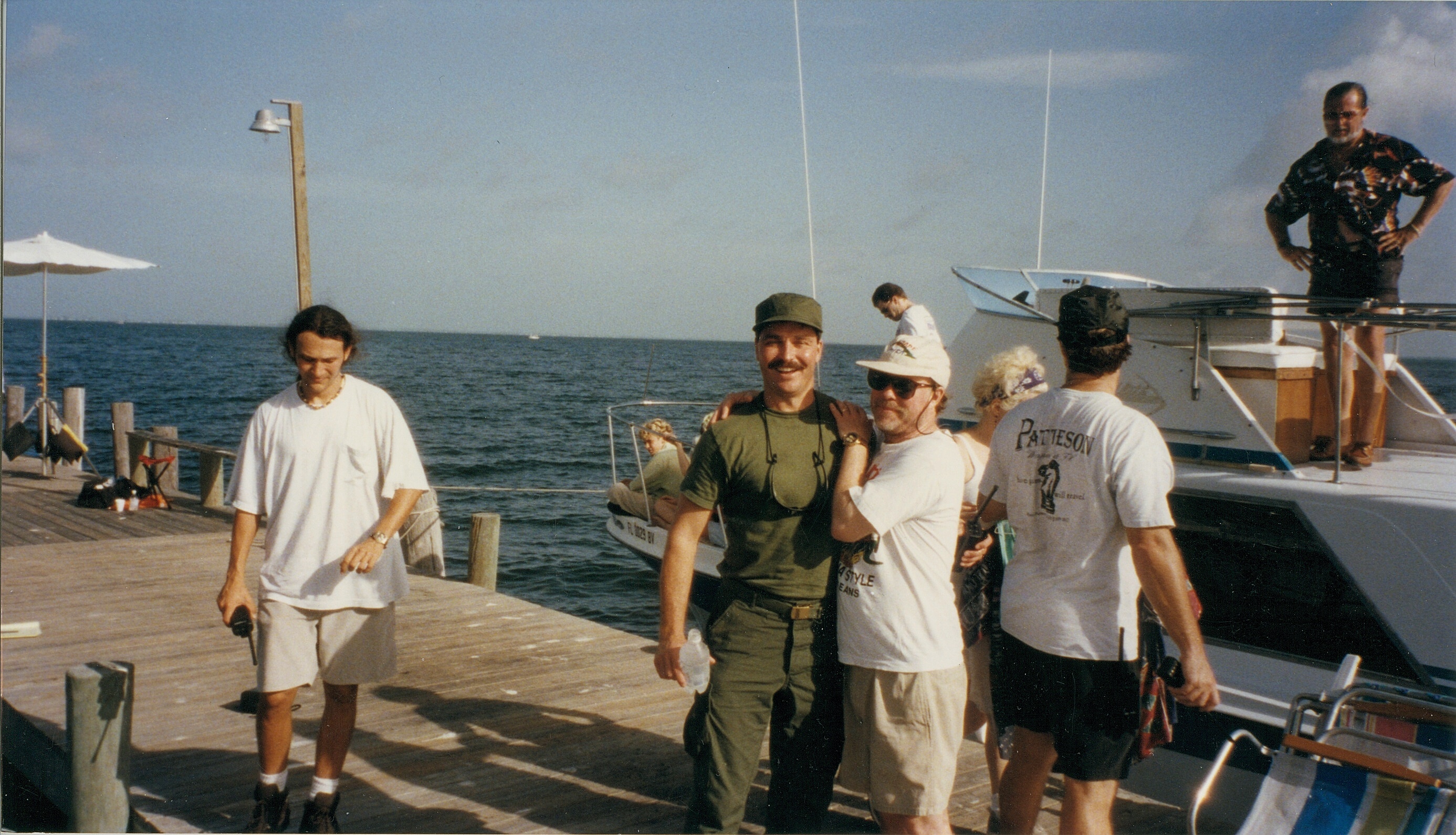 Tom Logan directing on the set of ESCAPE FROM CUBA in the Gulf of Mexico.