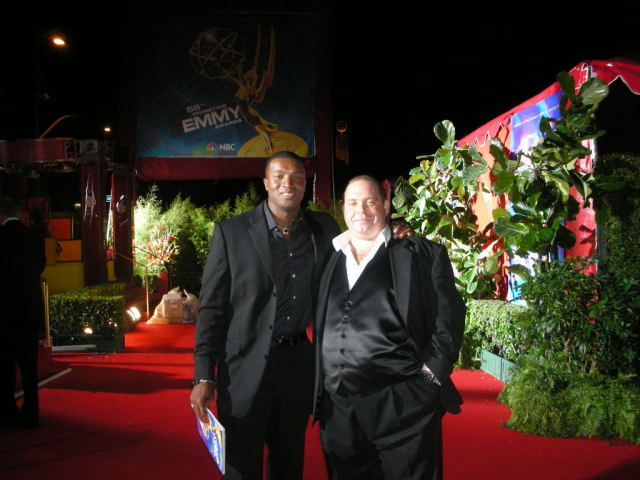 Louis Lombardi and Roger Cross after Emmy win