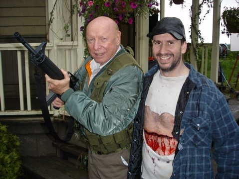 Don S. Davis of stargate Fame and Simon Longmore on the set of Wyvern.