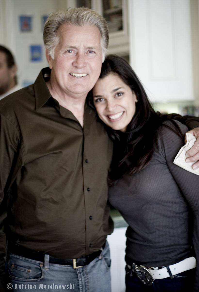 Kamala Lopez and Martin Sheen during the Speechless Without Writers Campaign filming Paul Haggis' 