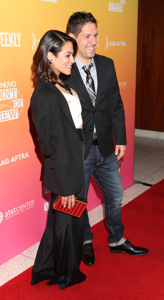 Camille Guaty & writer-director Francisco Lorite on the red carpet for NUVOtv Emerging latino Filmmakers Showcase at The AT&T Center downtown Los Angeles