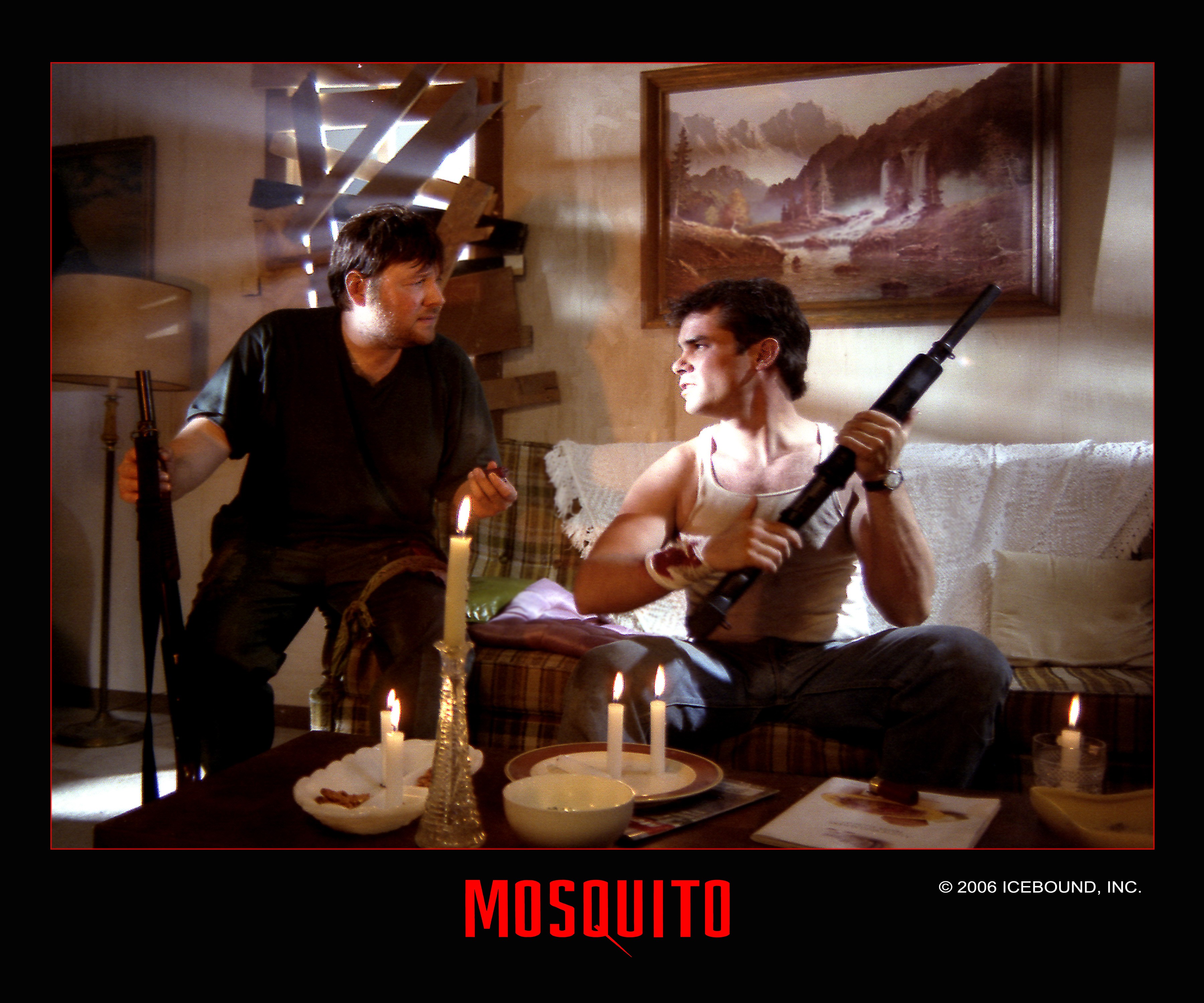 Tim Lovelace as Ray, Ron Asheton as Hendricks in MOSQUITO (1995)