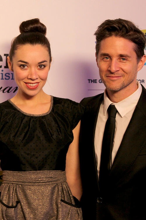 Actors and Producers Tara Platt and Yuri Lowenthal on the red carpet at the 2013 IAWTV Awards for their nominated series Shelf Life.