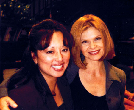 Jane Luk with Lolita Davidovich on the set of 