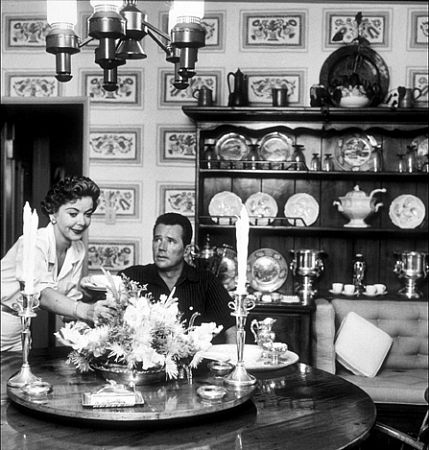 Ida Lupino and her husband, Howard Duff, at home in Los Angeles, CA, 1957.