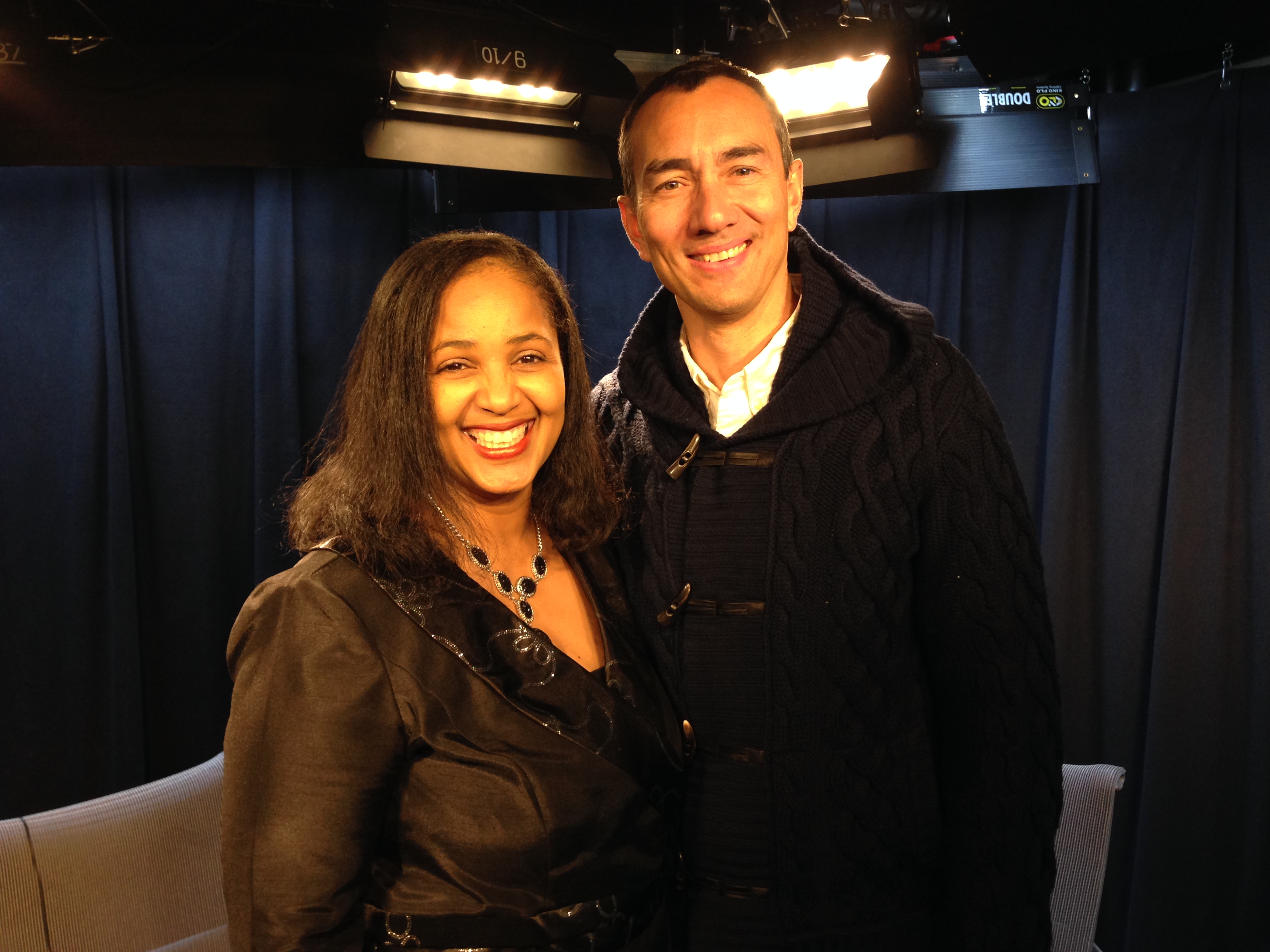 Here with TV host Anita Bailey being interviewed for her show MJ Connection at the Manhattan Network Studios.