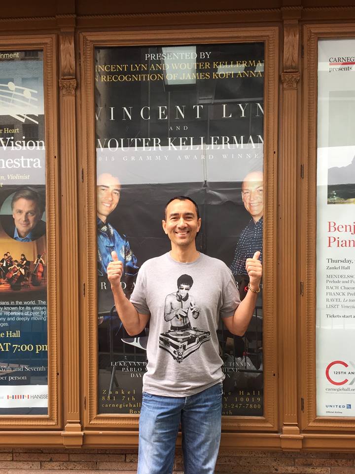 Standing in front of the poster of my upcoming performance Friday October 9th, 2015 - Carnegie Hall Marquis