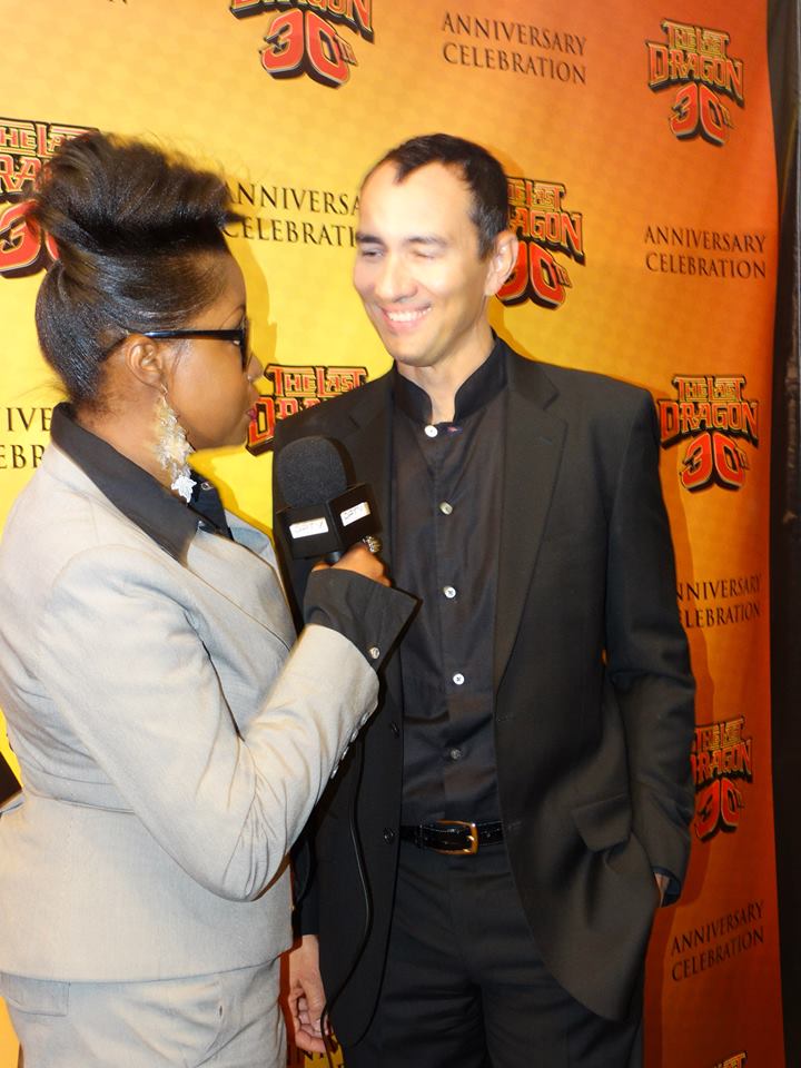 Here being interviewed by Rochelle Miller for the Urban Action Showcase Expo at the HB0/Cinemax event held at the HBO Theatre, NYC. Nov, 2014