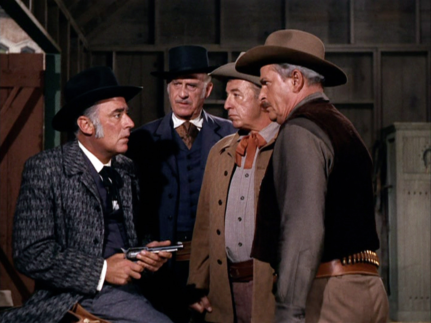 Alan Baxter, Peter Lawford, Ken Lynch and Frank Wilcox in The Wild Wild West: The Night of the Returning Dead (1966)