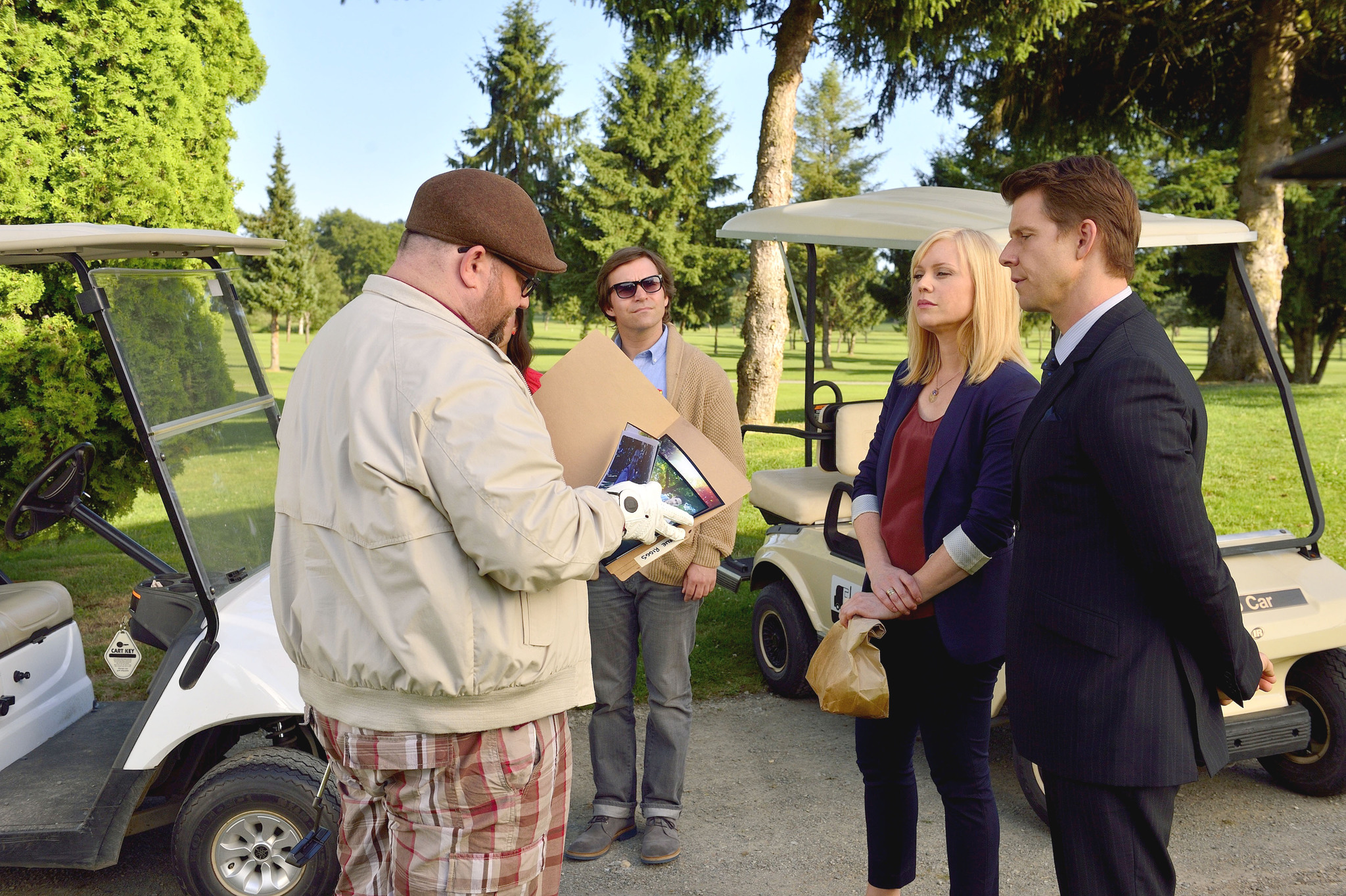 Still of Kristin Booth, Eric Mabius and Geoff Gustafson in Signed, Sealed, Delivered (2014)