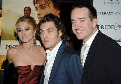 Keira Knightley, Matthew Macfadyen and Joe Wright at event of Pride & Prejudice (2005)