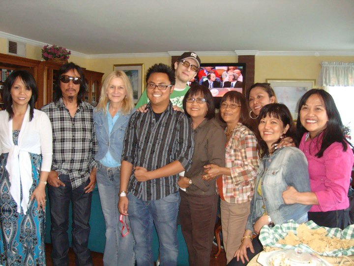 Party at Michael Papilla's (producer of The Pebble Beach) with Mauricio Arrioja (producer), Willow Hale, actress, and Michael Papilla.