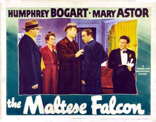 Humphrey Bogart, Peter Lorre, Mary Astor, Ward Bond and Barton MacLane in The Maltese Falcon (1941)