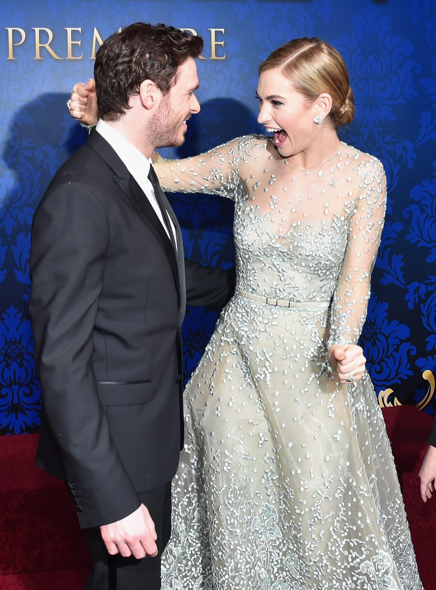 Richard Madden and Lily James at event of Pelene (2015)
