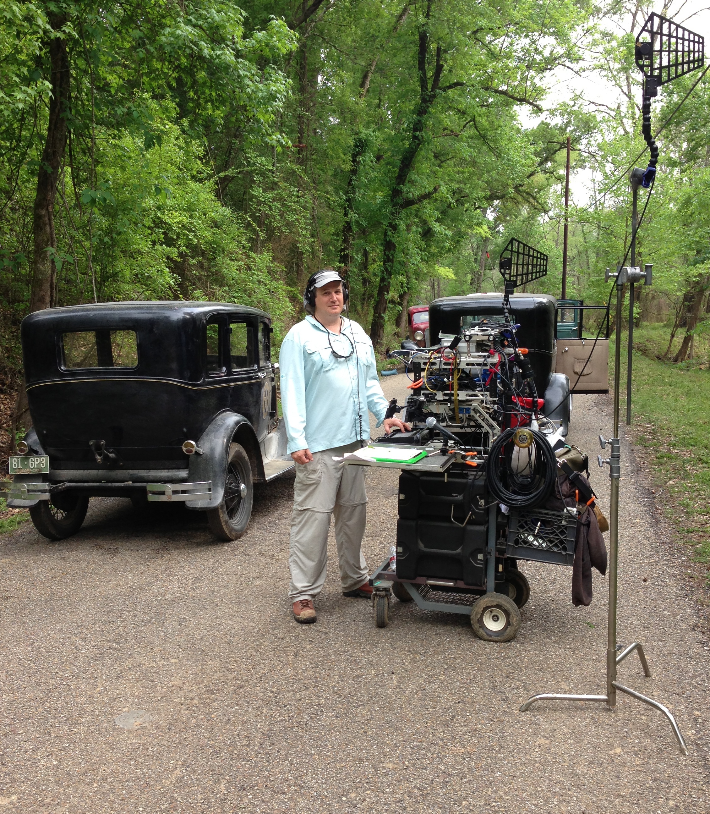 On the set of the Bonnie and Clyde mini series in the Baton Rouge area.