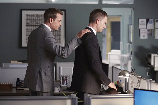 Still of Shane Mahood and Patrick J. Adams in Suits (2011)