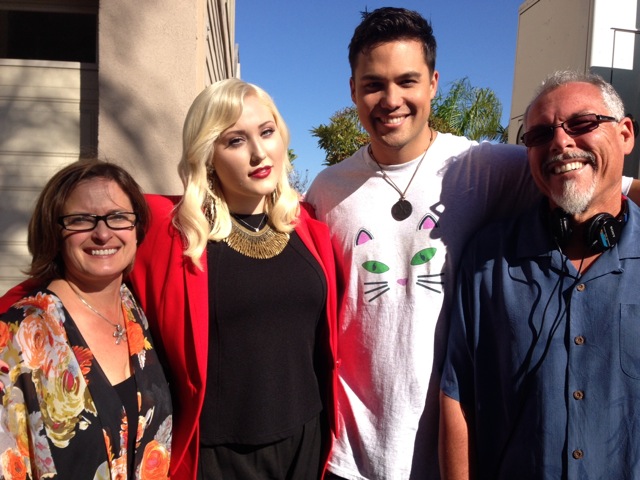 Vida Maine, Hayley Hasselhoff, Michael Copon and Mark Maine on the set of Fearless.