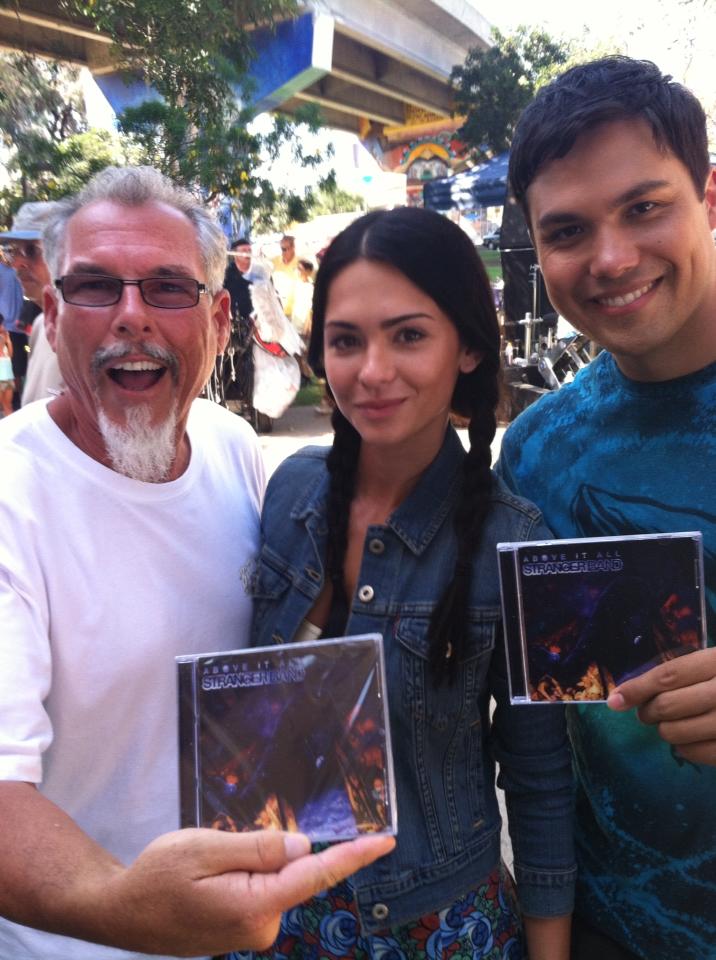 Mark Maine, Antoinette Kalaj & Michael Copon at Chicano Park one of the sets of La Migra, after the Stranger concert - CDs.