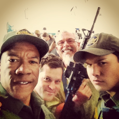 Rico Anderson, John Patrick Jordan, Mark Maine & Michael Copon on the set of La Migra.