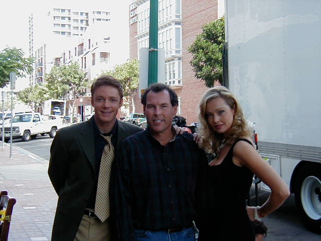 Mackenzie Astin, Mark Maine & Kimberley Davies on the set of The Month of August down town San Diego at Candelas restaurant