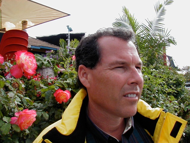 Mark Maine during an interview in front of the Miracles Cafe in Carlsbad CA while on the set of The Month of August