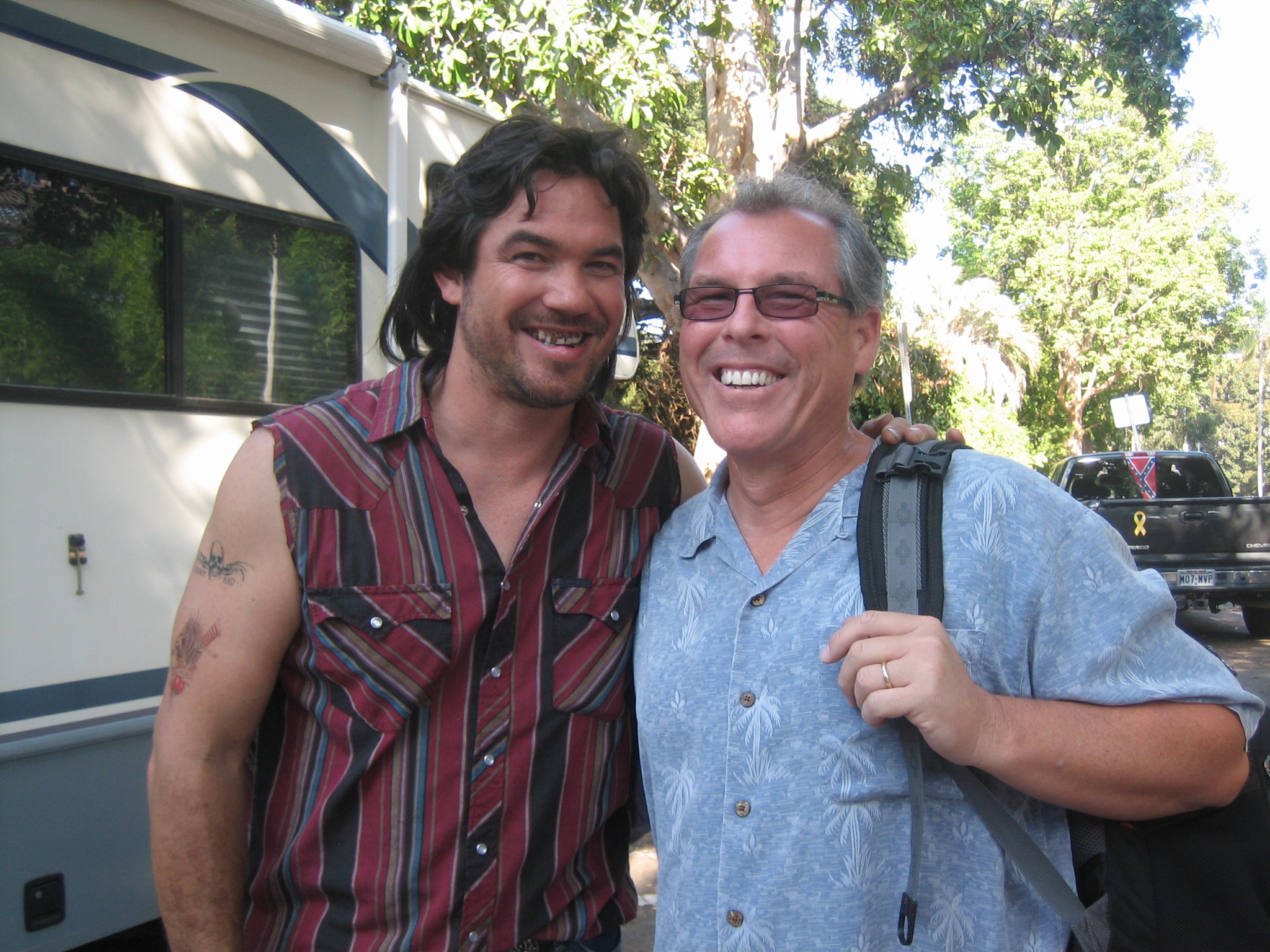 Dean Cain & Mark Maine on the set of Hole in One
