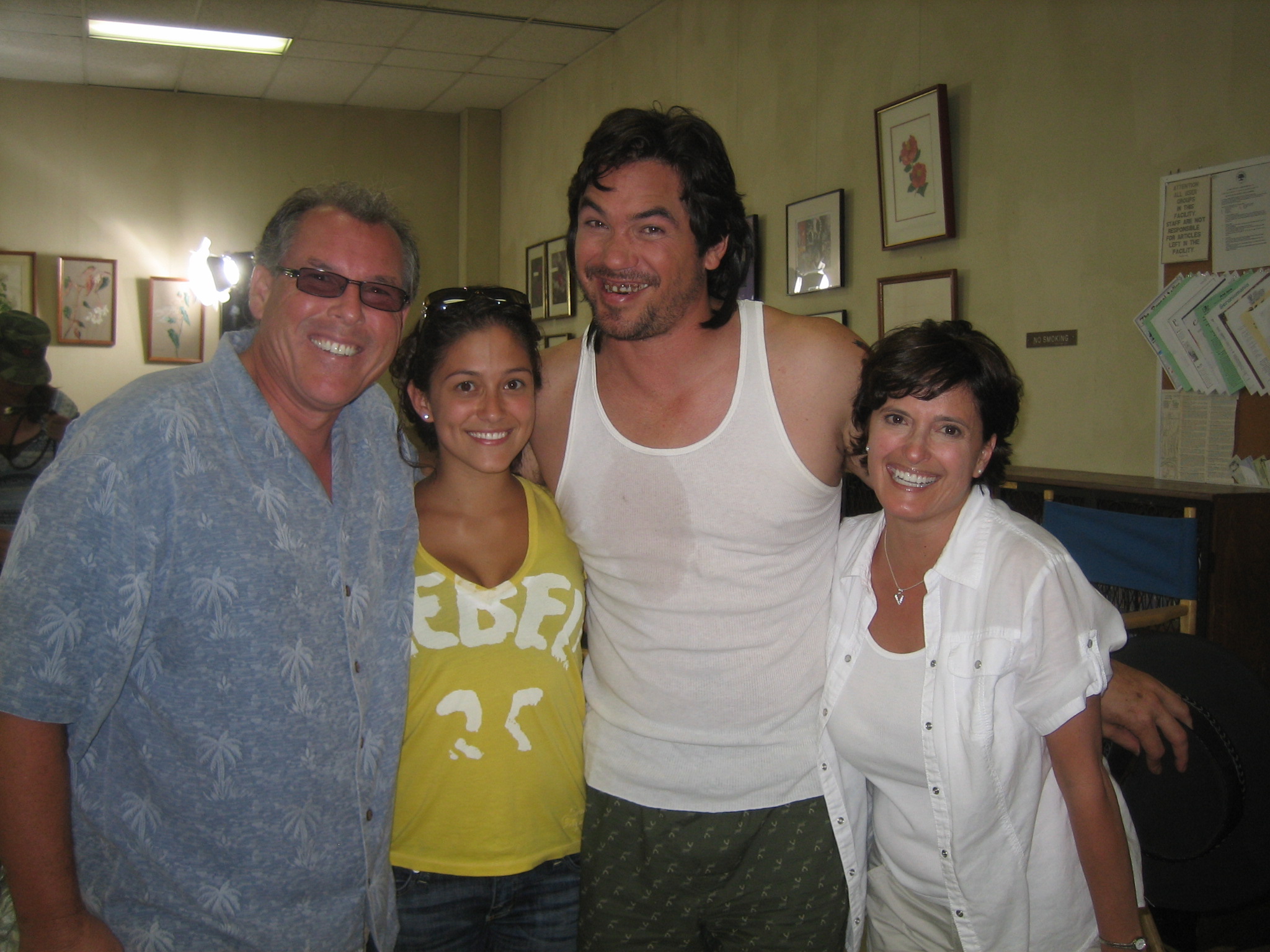 Mark Maine, Brise Maine, Dean Cain & Vida Maine on the set of Hole in One