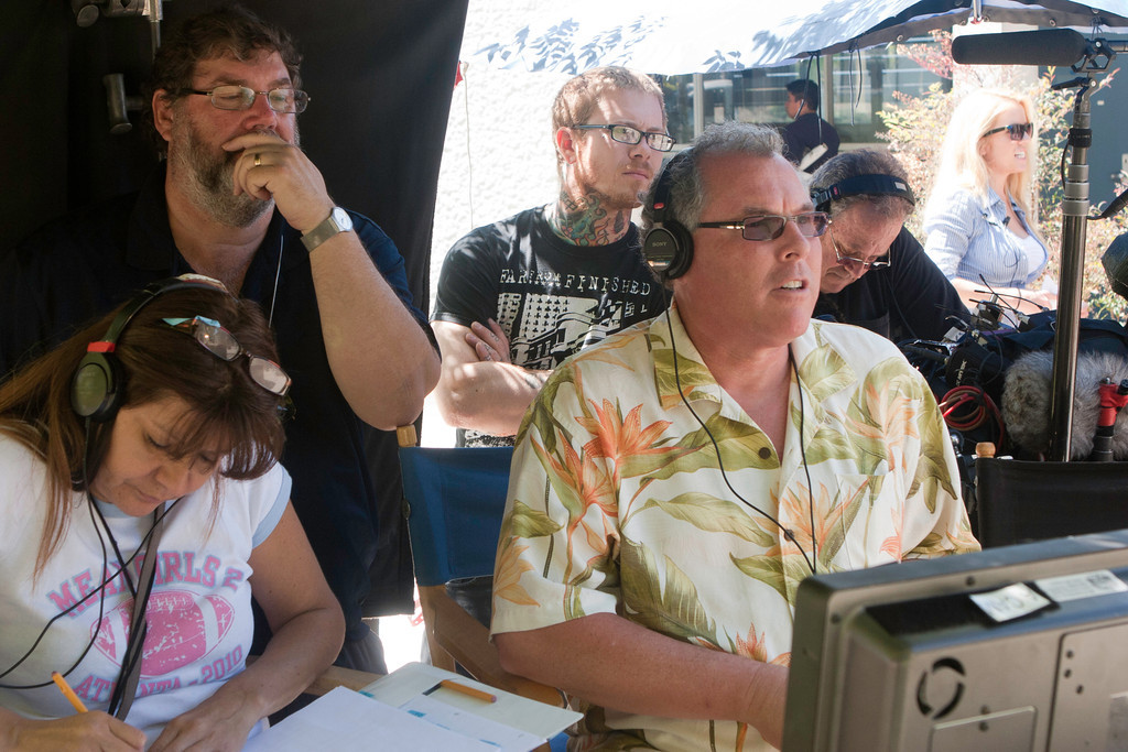 Mark Maine, Jack Garrett (DP) & Janine Gosselin (scripty) at Video Village on the set of Music High