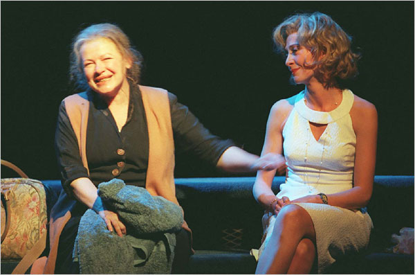 Diane Weist onstage in The Shawl (1996), with Wendy Makkena, at Playhouse 91.