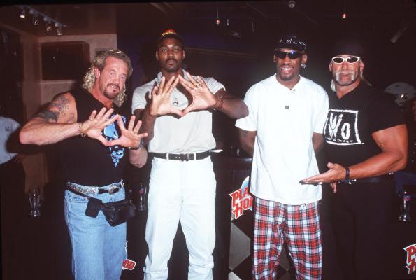 Hulk Hogan, Dennis Rodman, Dallas Page and Karl Malone