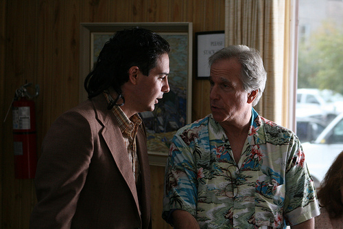Paolo Mancini and Henry Winkler on the set of 