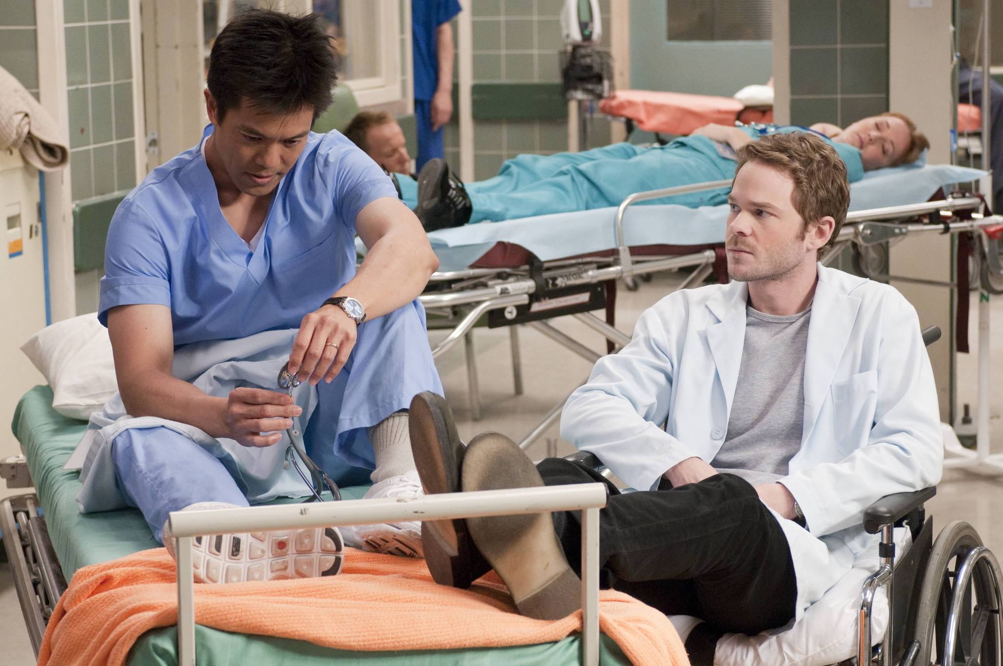 Still of Shawn Ashmore and Byron Mann in Bloodletting & Miraculous Cures (2010)