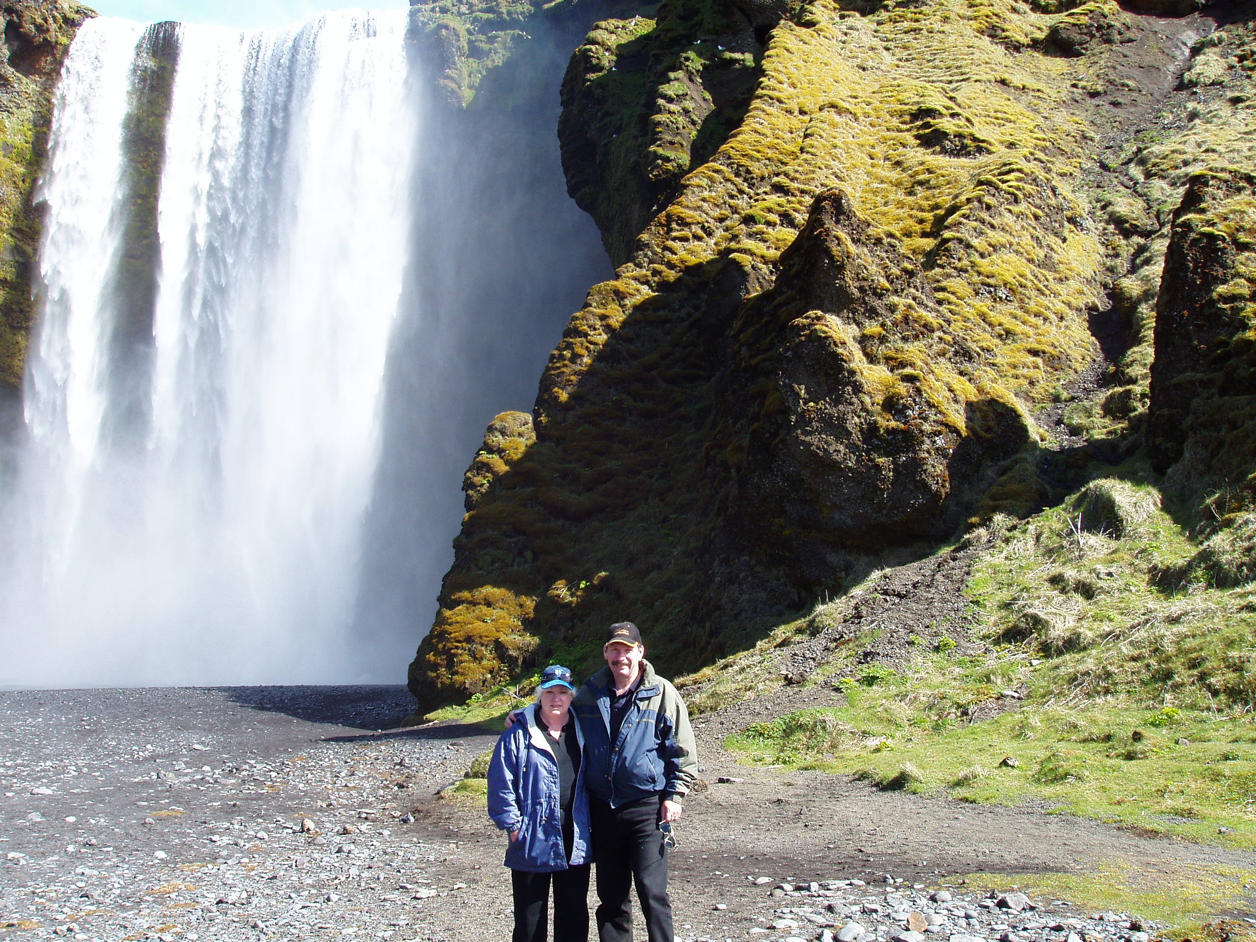 Iceland, Skogar Falls Sharon and John