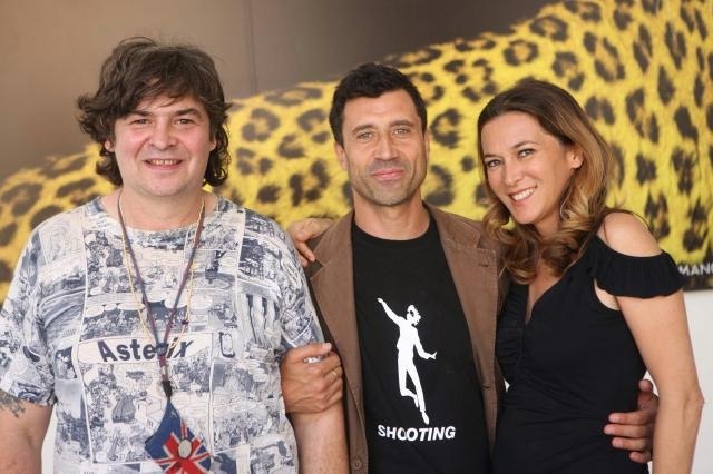 Davide Manuli with actors Simona Caramelli and Massimiliano Cigala, in competition with BEKET in Locarno Film Festival 2008 (Filmakers of the Present).