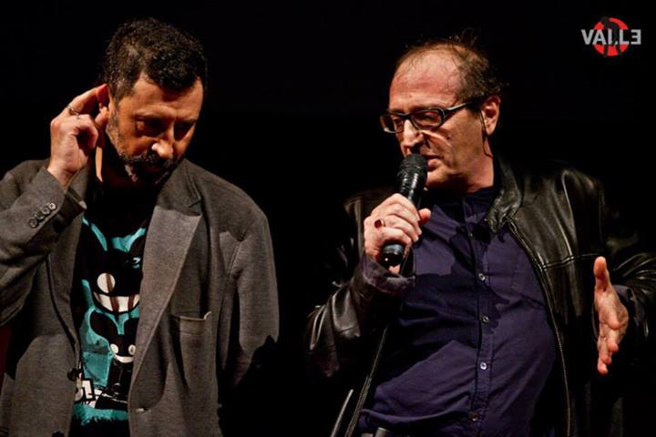 October 2013, director Davide Manuli with film critic Roberto Silvestri at TEATRO VALLE OCCUPATO in Rome, for the first retrospective of Davide Manuli work.