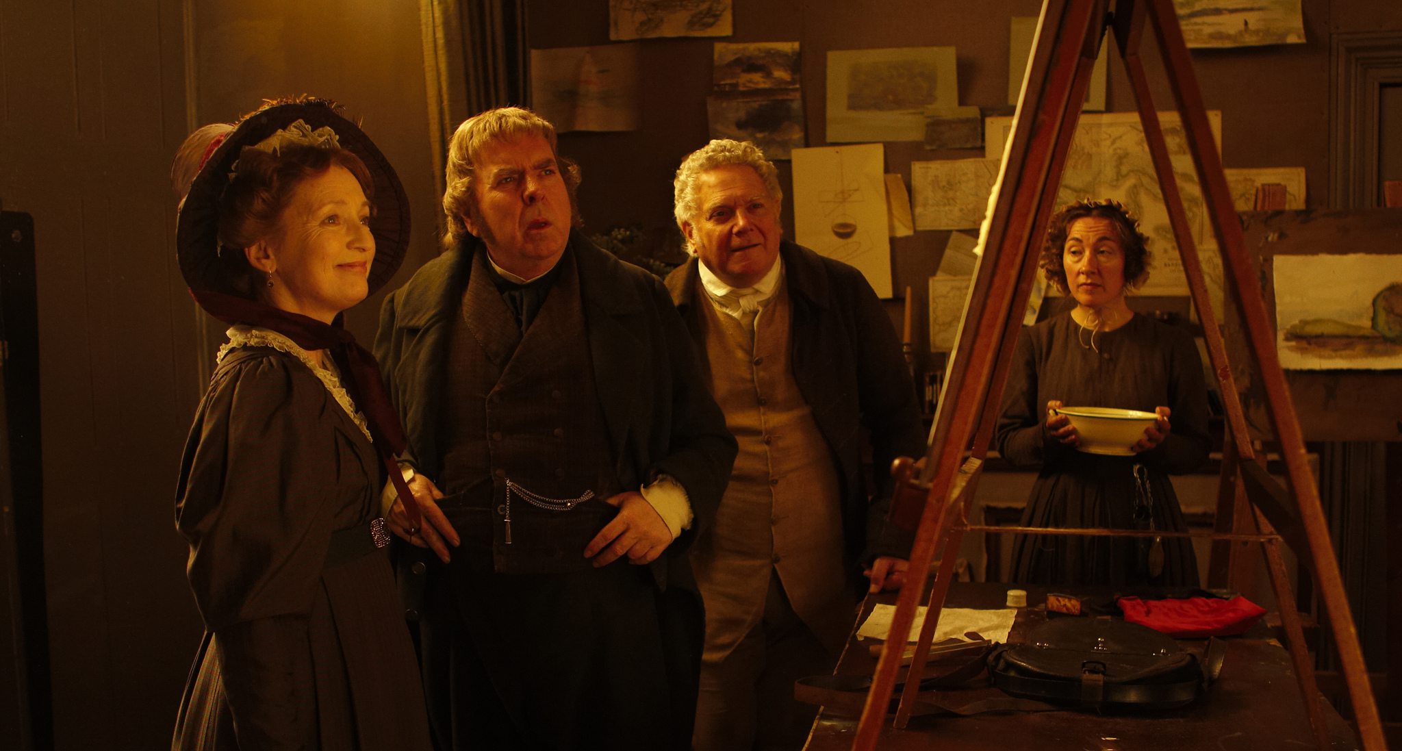 Still of Timothy Spall, Dorothy Atkinson, Paul Jesson and Lesley Manville in Mr. Turner (2014)